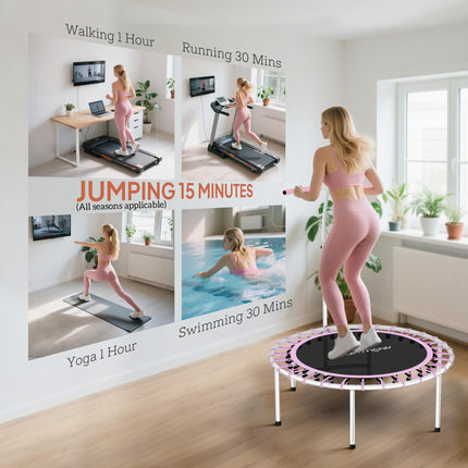 40" Fitness Trampoline, Mini Rebounder Trampoline for Adults with 5-Level Adjust