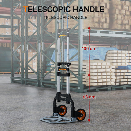 Folding Sack Truck, 70kg Lightweight Hand Truck with Wheels, Foldable Trolley Ca