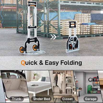 Folding Sack Truck, 70kg Lightweight Hand Truck with Wheels, Foldable Trolley Ca