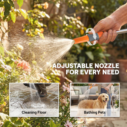 Hose Reel Cart with Wheels, 45+2m Garden Hose Reel with 2 Patterns Nozzle, Fauce