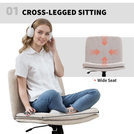 Criss Cross Chair with Wheels, No Arms - Beige