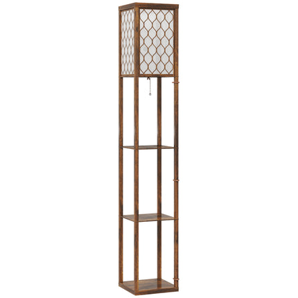 Three-Shelf Standing Lamp - Rustic Brown/White