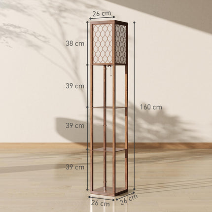 Three-Shelf Standing Lamp - Rustic Brown/White