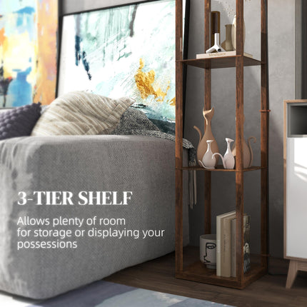 Three-Shelf Standing Lamp - Rustic Brown/White