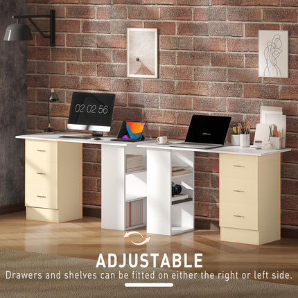 Computer Desk, Home Office Desk, Writing Table, PC Workstation with 3 Storage Shelves and 3 Drawers for Working, Study, 120 x 49 x 72 cm, White