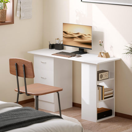 Computer Desk, Home Office Desk, Writing Table, PC Workstation with 3 Storage Shelves and 3 Drawers for Working, Study, 120 x 49 x 72 cm, White