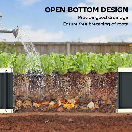 Galvanised Raised Garden Bed, 4.5 x 2 x 1 ft Metal Planter with Gloves and Folded Edging, Dark Grey