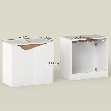 Under Sink Bathroom Cabinet, Bathroom Storage Cabinet with Soft-Close Doors, for Basin without Pedestal, White
