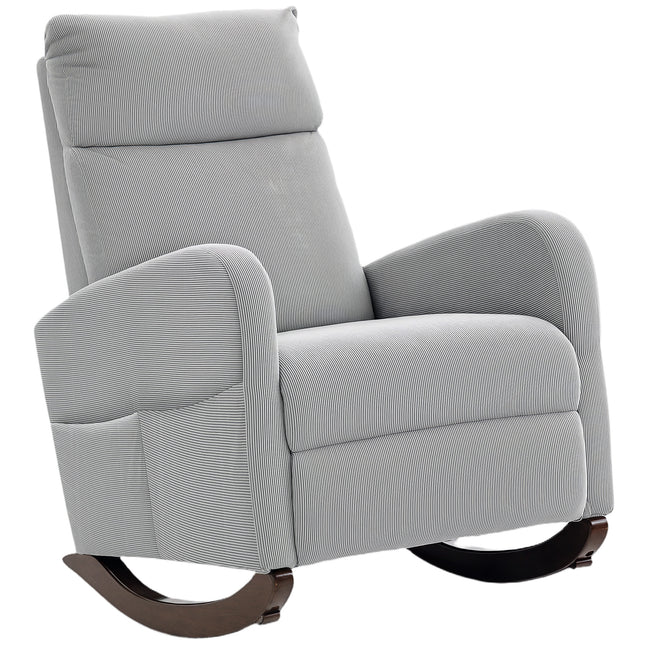 Corduroy Rocking Armchair - Grey