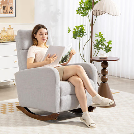 Corduroy Rocking Armchair - Grey