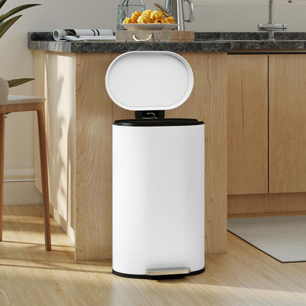 30 L Modern Curved Kitchen Bin - White