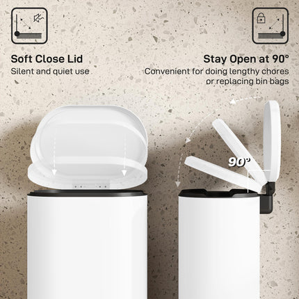30 L Modern Curved Kitchen Bin - White