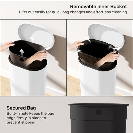 30 L Modern Curved Kitchen Bin - White