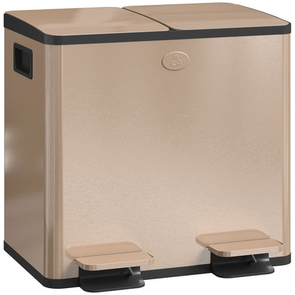 30L Dual Compartment Stainless Steel Bin, with Deodoriser Holders - Gold Tone