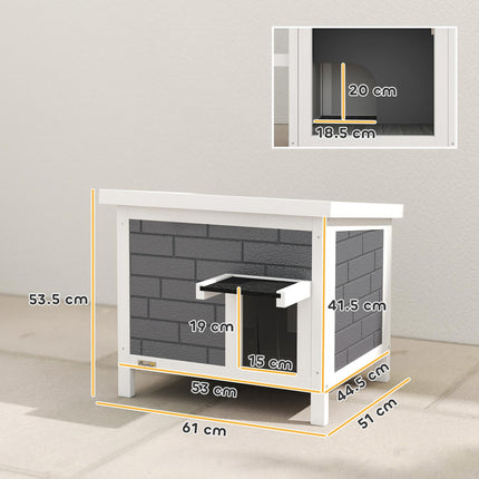 Outdoor Cat House Insulated with Openable Roof, Weatherproof Feral Cat Shelter for Rabbits, Cats, Grey