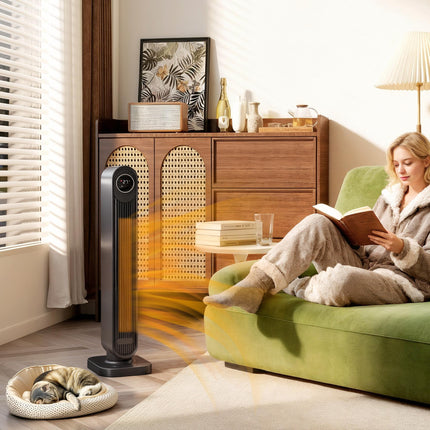 2000W Ceramic Electric Heater with Fan, Timer, Oscillation - Black