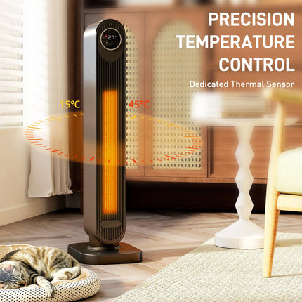 2000W Ceramic Electric Heater with Fan, Timer, Oscillation - Black