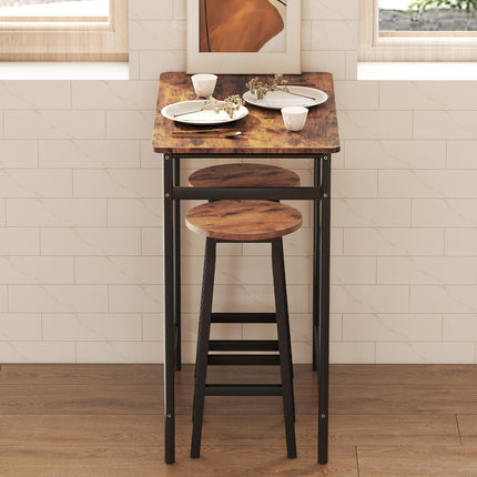 Bar Stools Set of 2 Breakfast Bar Stools with Footrest, Industrial Round, 32 x 32 x 65 cm, Rustic Brown