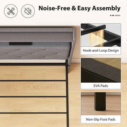 Floating Bed Frame, Upholstered 3ft Single Size Bed, Platform Bed with RGB LED L