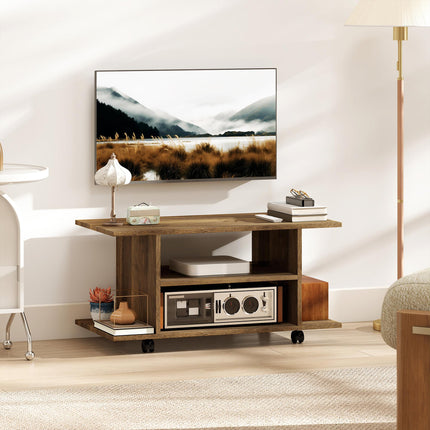 Modern TV Cabinet Stand Storage Shelves Table Mobile Bedroom Furniture Bookshelf Bookcase Walnut