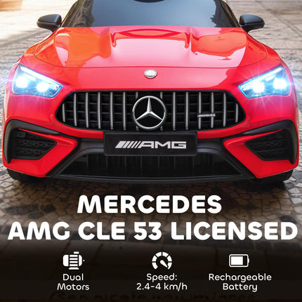 Licensed Mercedes AMG Kids Electric Car, 12V Ride On Car with Dual Motors, Remote Control for 3-6 Years, Red