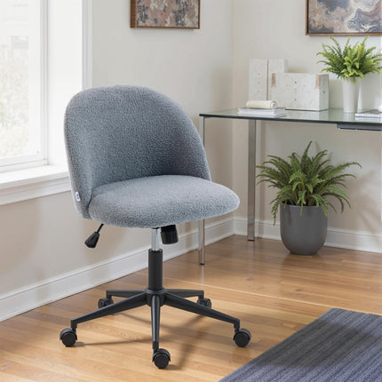 Teddy Fleece Office Chair with Wheels - Grey