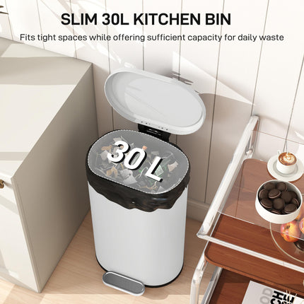 30 L Modern Curved Kitchen Bin - Cream