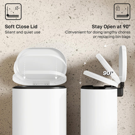 30 L Modern Curved Kitchen Bin - Cream