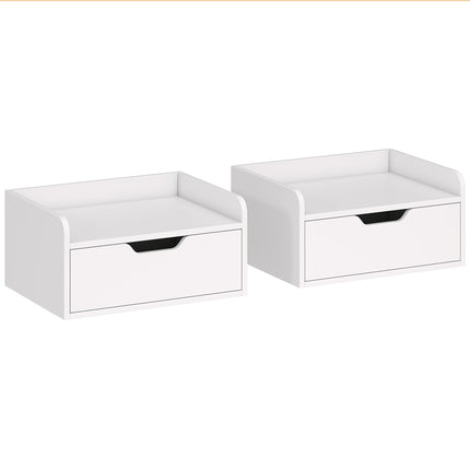 Floating Nightstands Set of 2, Wall Mounted Bedside Table with Drawer for Bedroom, White