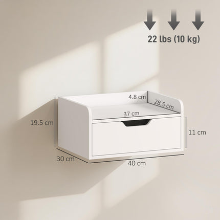 Floating Nightstands Set of 2, Wall Mounted Bedside Table with Drawer for Bedroom, White