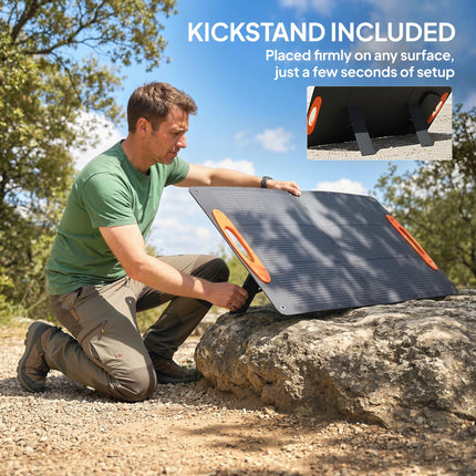 100W Portable Solar Panel, Foldable Solar Charger with USB-A & USB-C Fast Charging Output, IP67 Waterproof for Mobile Phone Power Bank Flashlight Fans Camping Backpacking Hiking