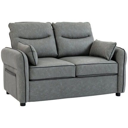 2 Seater Sofa, Faux Leather Loveseat - Grey
