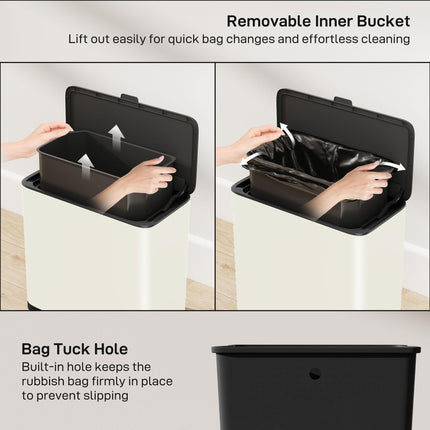8L Hanging Kitchen Bin, Rubbish bin with Lid and Removable Inner Bucket for Kitc