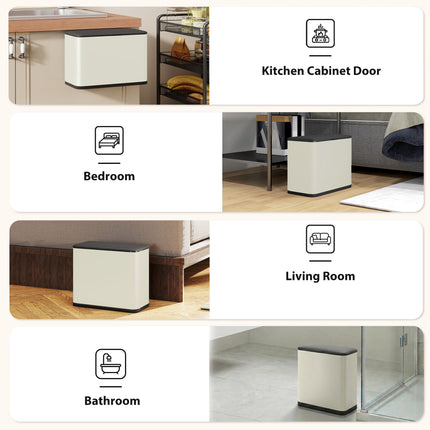 8L Hanging Kitchen Bin, Rubbish bin with Lid and Removable Inner Bucket for Kitc
