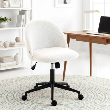 Teddy Fleece Office Chair with Wheels - Cream White