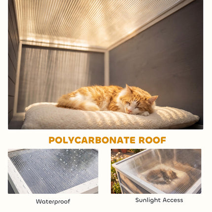 4-Tier Wooden Catio Cat Outdoor Enclosure with Sun Roof, Resting Rooms, 3 Platfo