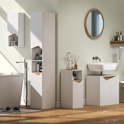 Tall Slim Bathroom Cabinet with 2 Doors, 2 Shelves - White