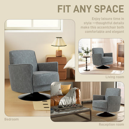 Upholstered Swivel Accent Chair with Thick Padding, Grey