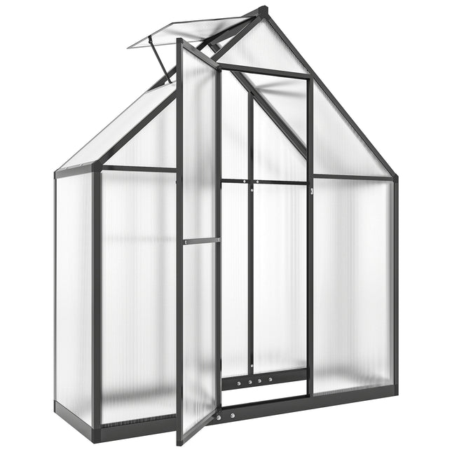 Polycarbonate Greenhouse with Swing Door and Adjustable Window, Walk-in Greenhou