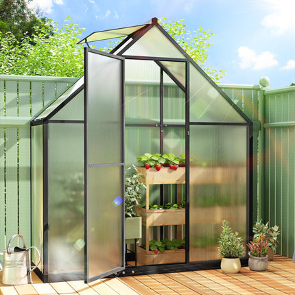 Polycarbonate Greenhouse with Swing Door and Adjustable Window, Walk-in Greenhou