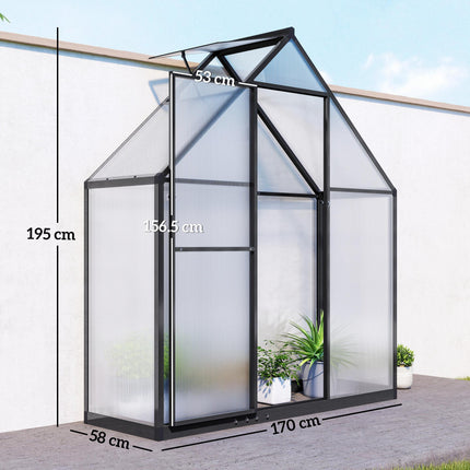 Polycarbonate Greenhouse with Swing Door and Adjustable Window, Walk-in Greenhou