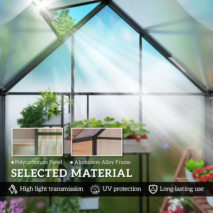 Polycarbonate Greenhouse with Swing Door and Adjustable Window, Walk-in Greenhou