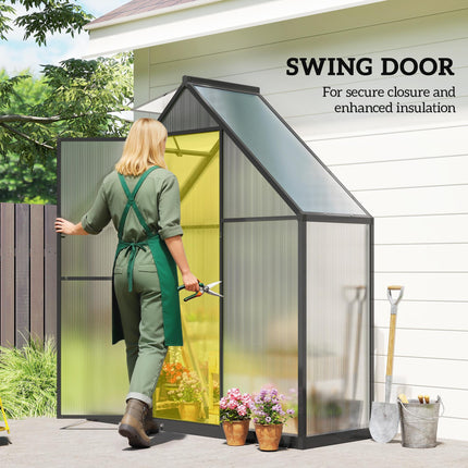 Polycarbonate Greenhouse with Swing Door and Adjustable Window, Walk-in Greenhou
