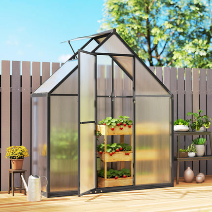 Polycarbonate Greenhouse with Swing Door and Adjustable Window, Walk-in Greenhou