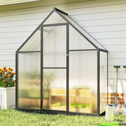 Polycarbonate Greenhouse with Swing Door and Adjustable Window, Walk-in Greenhou