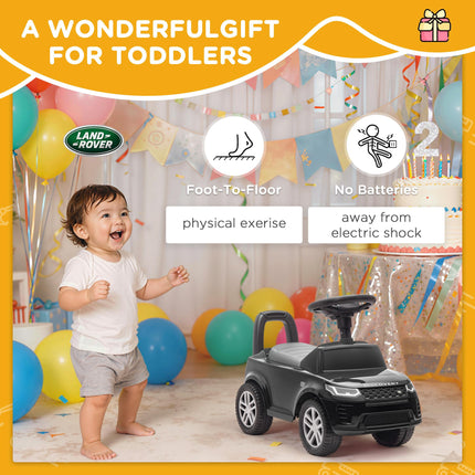 Land Rover Licensed Toddler Ride on Car with Horn, Engine Sounds, Under-Seat Storage, for 18-36 Months, Black