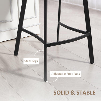 Bar Stools Set of 2, PU Leather Dining Stools with Backrest, Footrest, for Kitchen, Counter, Breakfast Bar, Light Brown