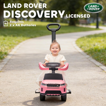 Land Rover Discovery Licensed Baby Push Car, 2-in-1 Ride on Car with Push Handle and Safety Guardrail, Pink