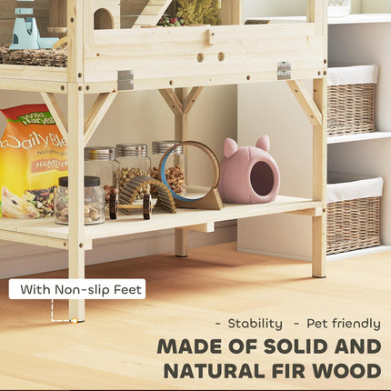 2 Tier Wooden Hamster Cage with Shelf and Openable Top