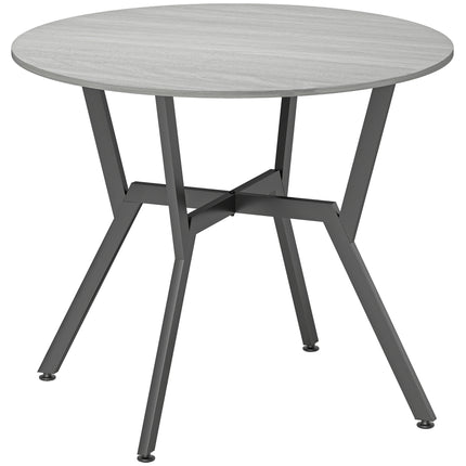 Dining Table, Round Kitchen Table with Black Legs, Anti-slip Foot Pads for Living Room, Dining Room 90 x 76 cm, Grey